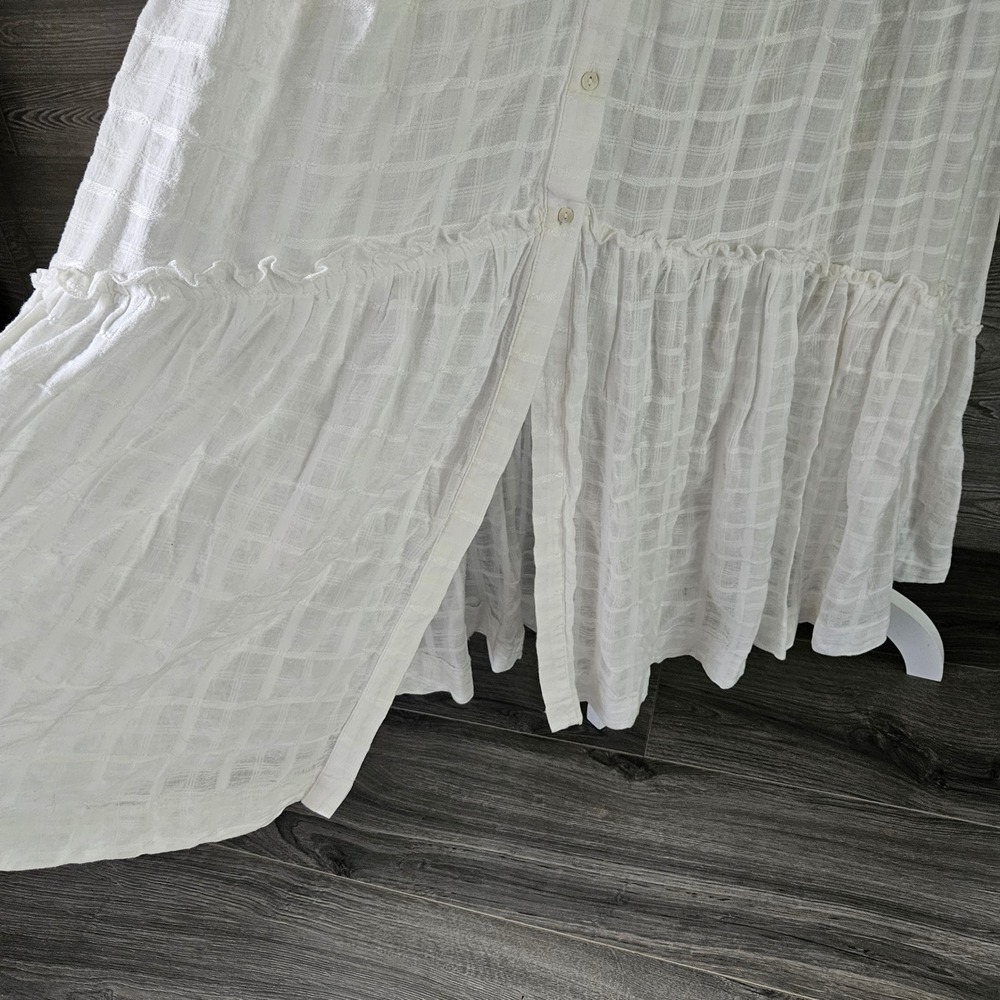 Free People Edie Dress Button Front Tiered Maxi Dress Ivory Size M Boho Cottage - Picture 16 of 16